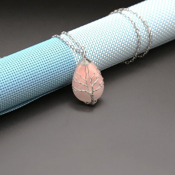 7 Chakra Crystal Necklace Handmade Tree of Life Gemstone Necklaces Pendant Jewel - Picture 4 of 4